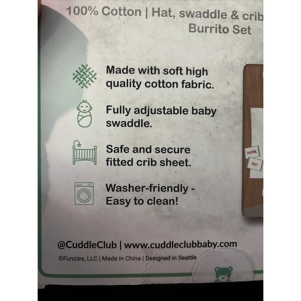 New Cuddle Club Swaddle & Crib Sheet Burrito Set Size Small 0-3 Mos Gift $40